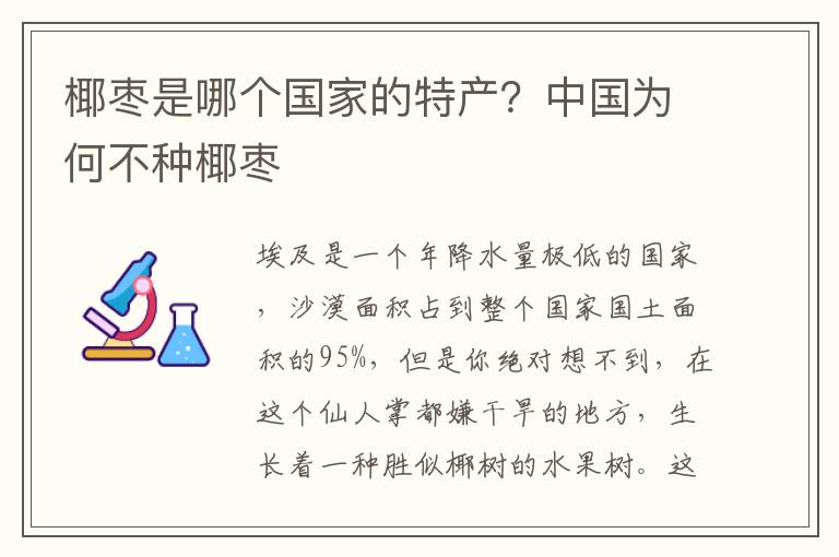 椰枣是哪个国家的特产？中国为何不种椰枣