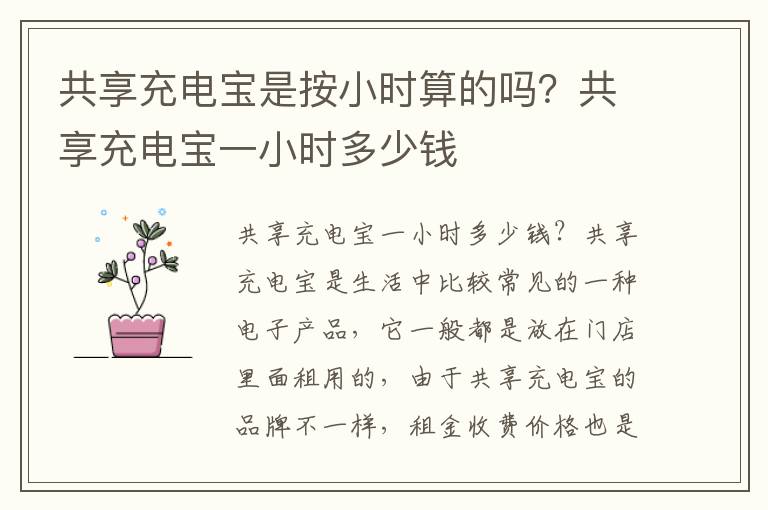 共享充电宝是按小时算的吗？共享充电