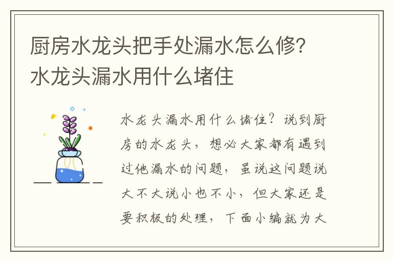 厨房水龙头把手处漏水怎么修？水龙头漏水用什么堵住