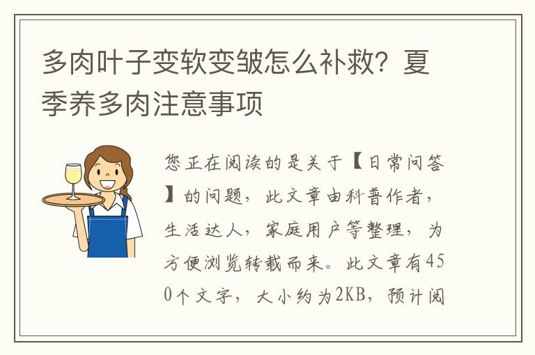 多肉叶子变软变皱怎么补救？夏季养多肉注意事项