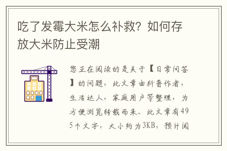 吃了发霉大米怎么补救？如何存放大米防止受潮