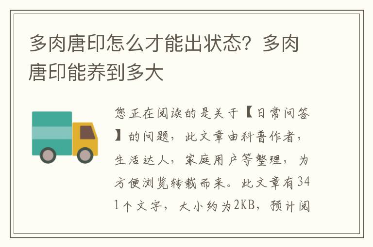 多肉唐印怎么才能出状态？多肉唐印能养到多大