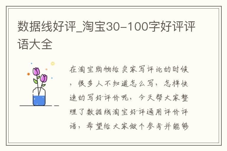 数据线好评_淘宝30-100字好评评语大全