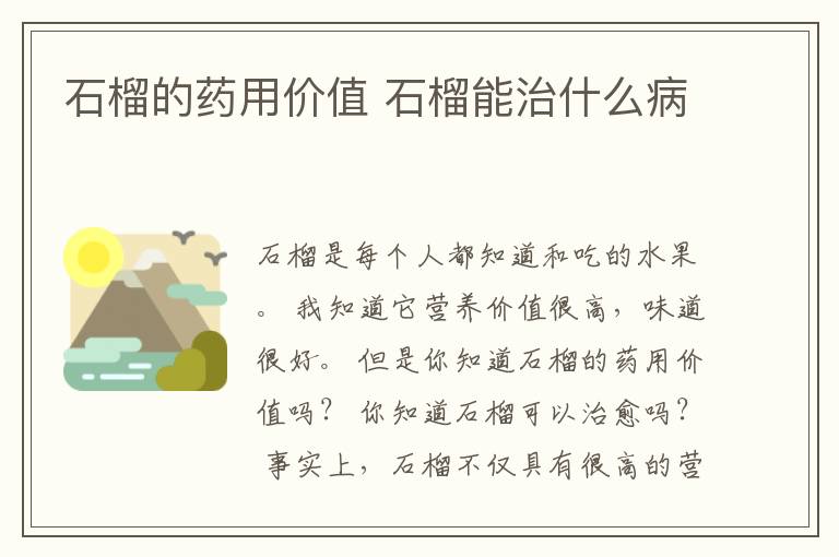 石榴的药用价值 石榴能治什么病