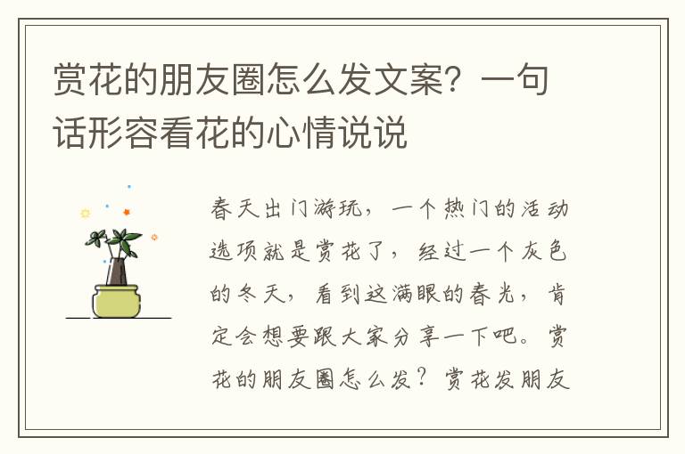 赏花的朋友圈怎么发文案？一句话形容看花的心情说说