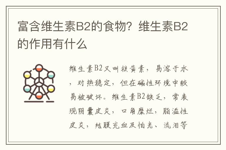 富含维生素B2的食物？维生素B2的作用有什么