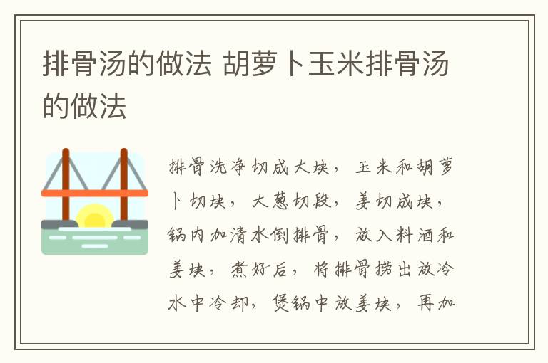 排骨汤的做法 胡萝卜玉米排骨汤的做法