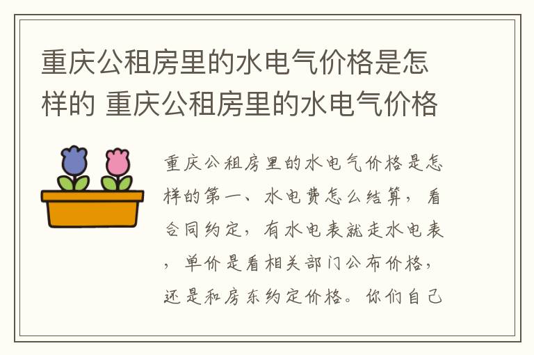 重庆公租房里的水电气价格是怎样的 重庆公租房里的水电气价格是多少