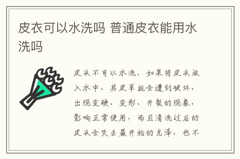 皮衣可以水洗吗 普通皮衣能用水洗吗