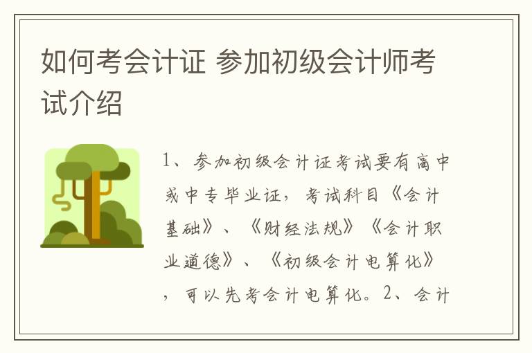 如何考会计证 参加初级会计师考试介绍