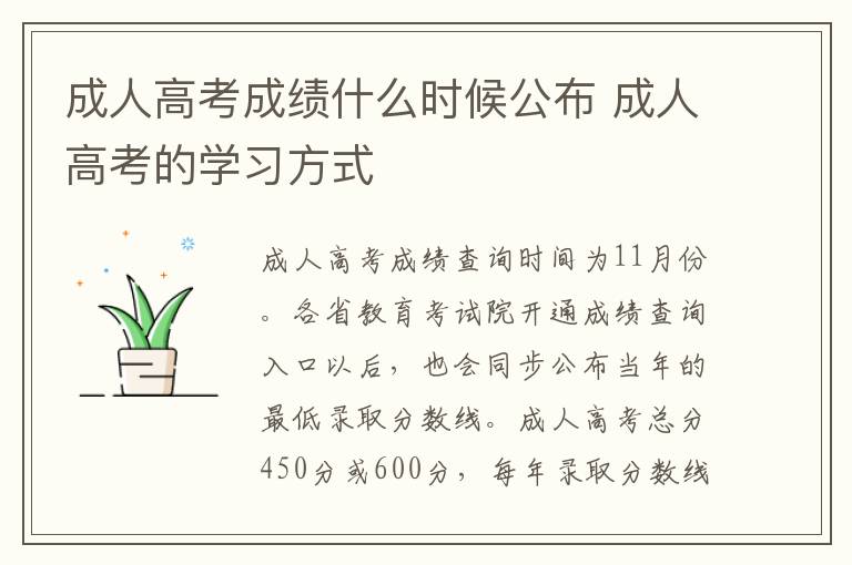 成人高考成绩什么时候公布 成人高考的学习方式