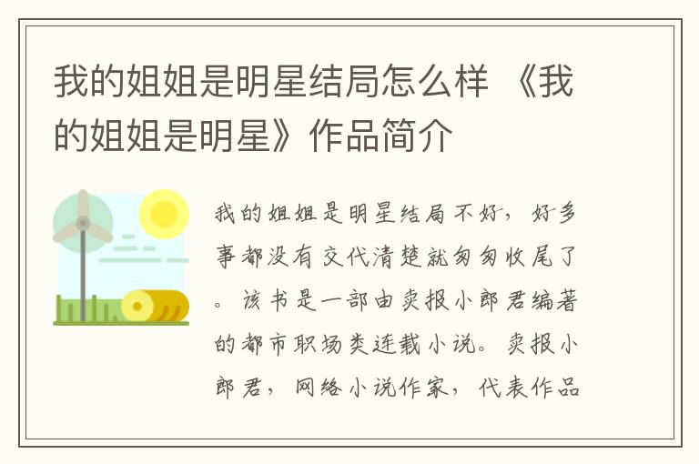 我的姐姐是明星结局怎么样 《我的姐姐是明星》作品简介