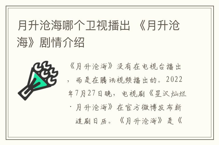 月升沧海哪个卫视播出 《月升沧海》剧情介绍