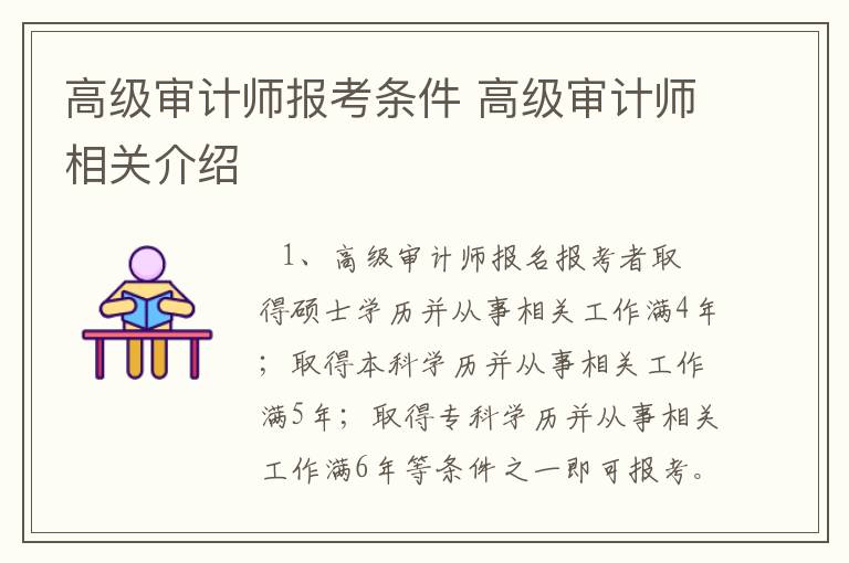 高级审计师报考条件 高级审计师相关介绍