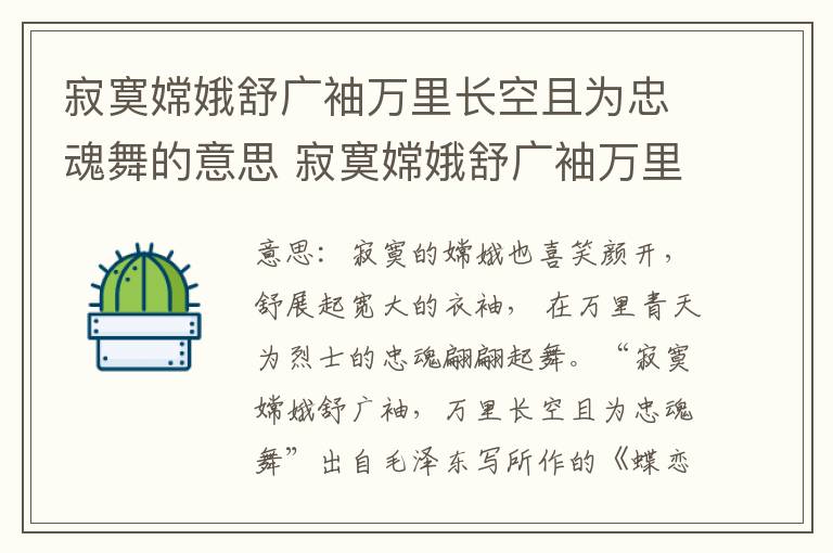 寂寞嫦娥舒广袖万里长空且为忠魂舞的意思 寂寞嫦娥舒广袖万里长空且为忠魂舞的翻译