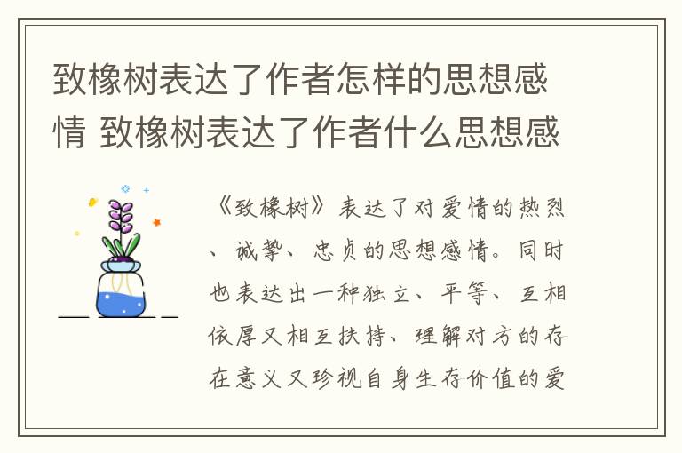 致橡树表达了作者怎样的思想感情 致橡树表达了作者什么思想感情