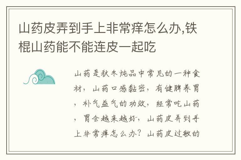 山药皮弄到手上非常痒怎么办,铁棍山药能不能连皮一起吃