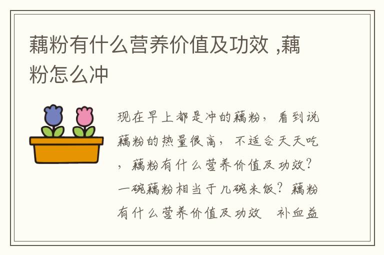 藕粉有什么营养价值及功效 ,藕粉怎么冲