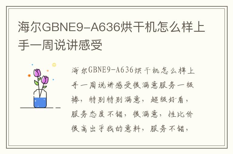 海尔GBNE9-A636烘干机怎么样上手一周说讲感受