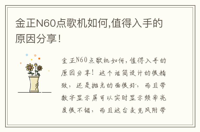 金正N60点歌机如何,值得入手的原因分享！