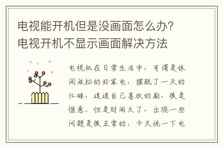 电视能开机但是没画面怎么办？电视开机不显示画面解决方法