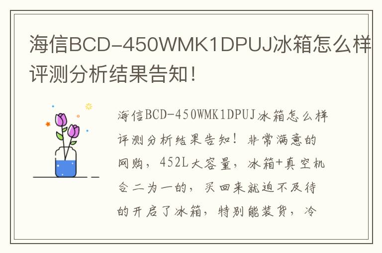 海信BCD-450WMK1DPUJ冰箱怎么样评