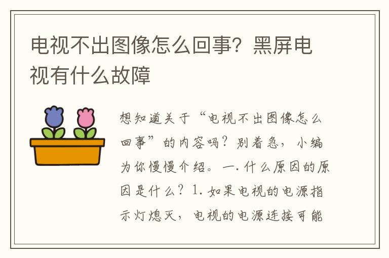 电视不出图像怎么回事？黑屏电视有什么故障