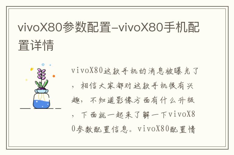 vivoX80参数配置-vivoX80手机配置详情