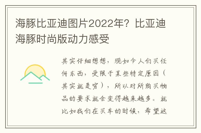 海豚比亚迪图片2022年？比亚迪海豚时尚版动力感受