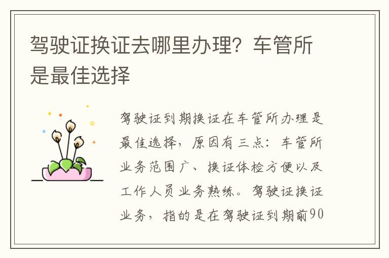 驾驶证换证去哪里办理？车管所是最佳选择