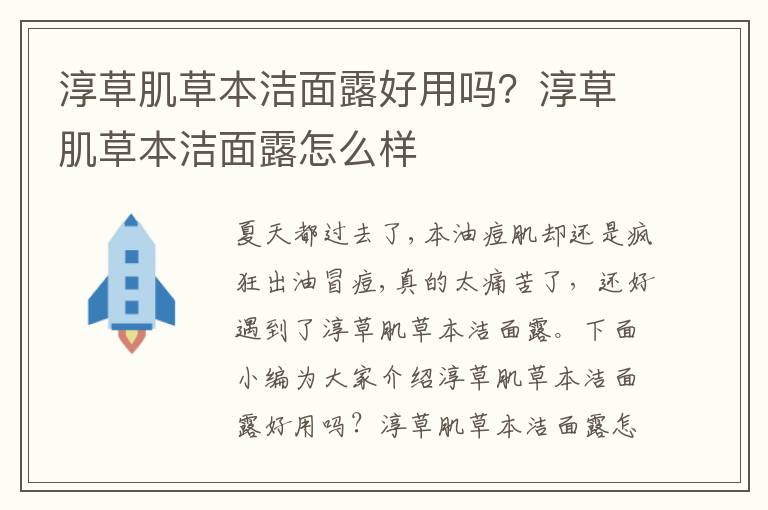 淳草肌草本洁面露好用吗？淳草肌草本洁面露怎么样