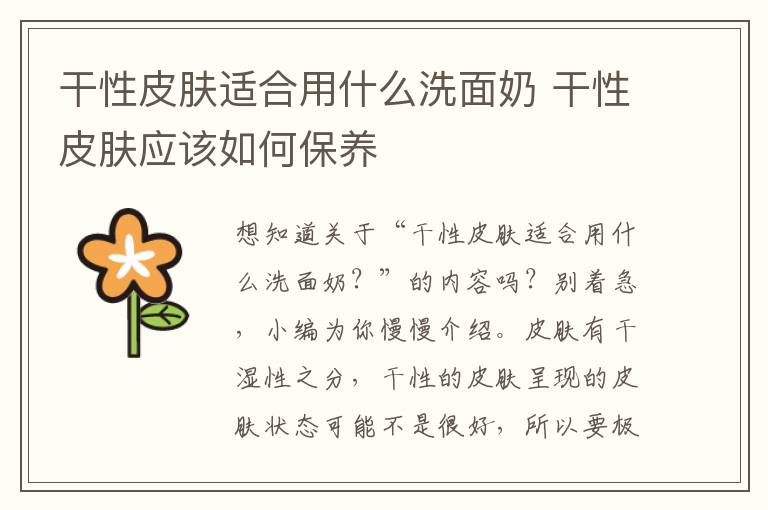 干性皮肤适合用什么洗面奶 干性皮肤应该如何保养