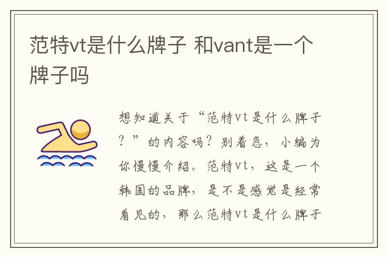 范特vt是什么牌子 和vant是一个牌子吗