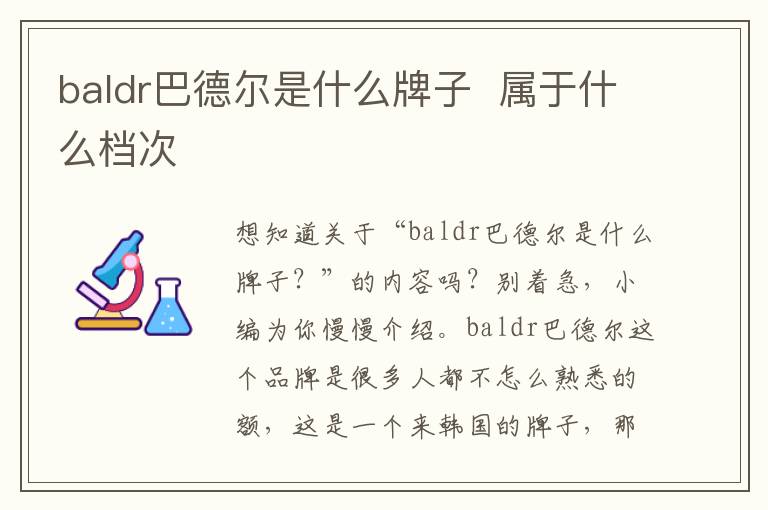 baldr巴德尔是什么牌子  属于什么档次