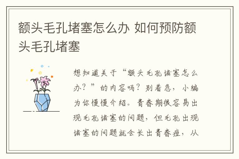 额头毛孔堵塞怎么办 如何预防额头毛孔堵塞